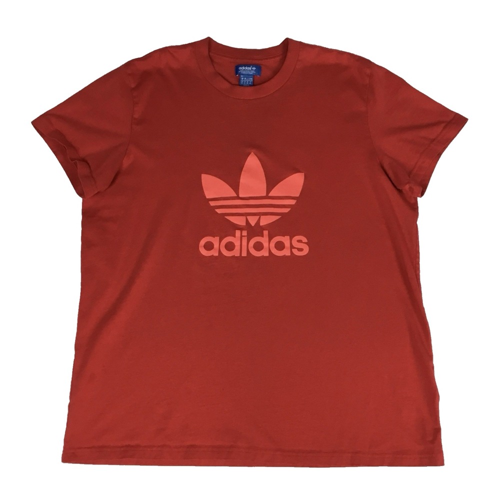 Adidas Originals Men‎ XL Red Trefoil Logo Graphic Short Sleeve Cotton T-Shirt